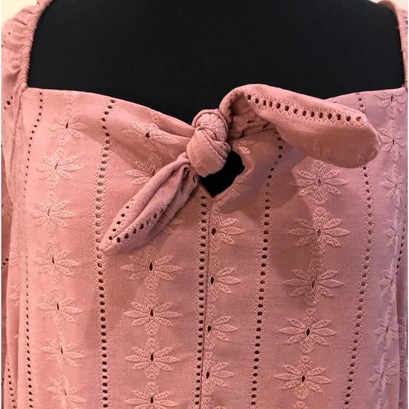 NWT | Vibe Sportswear Babydoll Eyelet Long Sleeved Mini Dress - Picture 3 of 13